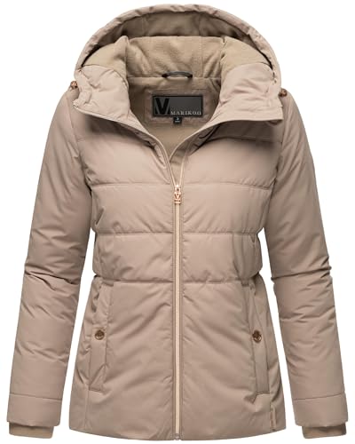 MARIKOO Damen Winterjacke warme Steppjacke mit Kapuze Alemee 16 Taupe Grey Gr. M von MARIKOO
