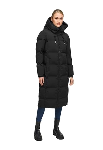 MARIKOO Damen Wintermantel (XS-5XL) - gesteppt, abnehmbare Kapuze, winddicht - N102 - Schwarz Größe XS - Gr.XS von MARIKOO