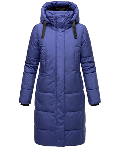 MARIKOO Damen Wintermantel Warmer Steppmantel lang mit Abnehmbarer Kapuze Laryaa XVI Blue Violet Gr. M von MARIKOO