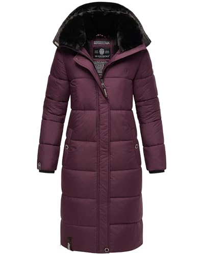 MARIKOO Damen Wintermantel Warmer Steppmantel lang mit Abnehmbarer Kapuze Reliziaa Dusty Plum Gr. M von MARIKOO