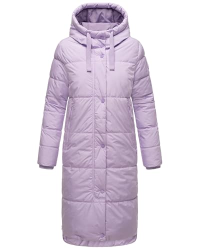 MARIKOO Damen Wintermantel Warmer Steppmantel lang mit Kapuze Soranaa Light Lilac Gr. XL von MARIKOO