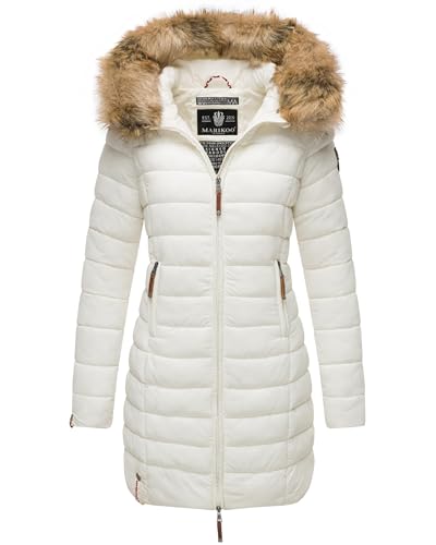 MARIKOO Damen Winter Steppmantel Rose-Stepp Off White Gr. L von MARIKOO