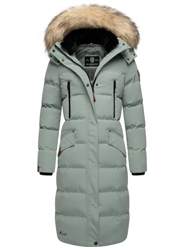 MARIKOO Damen Wintermantel Warmer Steppmantel lang mit abnehmbarem Kunstfell und Kapuze Schneesternchen Smokey Mint Gr. XXL MARIKOO Damen Wintermantel Warmer Steppmantel lang mit abnehmbarem Kunstfell und Kapuze Schneesternchen Smokey Mint Gr. XXL von MARIKOO