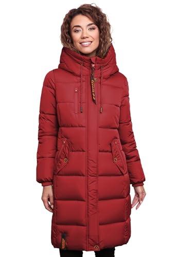 MARIKOO Damen Wintermantel Winterjacke mit Kapuze Steppmantel B941 [B941-Yuik-Blood-Gr.L] von MARIKOO