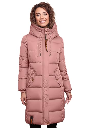 MARIKOO Damen Wintermantel Winterjacke mit Kapuze Steppmantel B941 [B941-Yuik-Dark-Rose-Gr.M] von MARIKOO