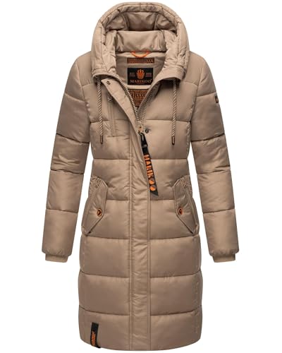 MARIKOO Damen Wintermantel Winterjacke mit Kapuze Steppmantel B941 [B941-Yuik-Taupe-Grey-Gr.L] von MARIKOO