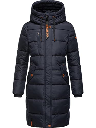 MARIKOO Damen Wintermantel warmer Steppmantel lang mit Brusttasche und verstellbarer Kapuze Yuikoo Navy Gr. M MARIKOO Damen Wintermantel warmer Steppmantel lang mit Brusttasche und verstellbarer Kapuze Yuikoo Navy Gr. M von MARIKOO