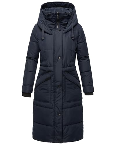 MARIKOO Damen Wintermantel Warmer Steppmantel lang mit Kapuze Ayumii Navy Gr. XXL von MARIKOO