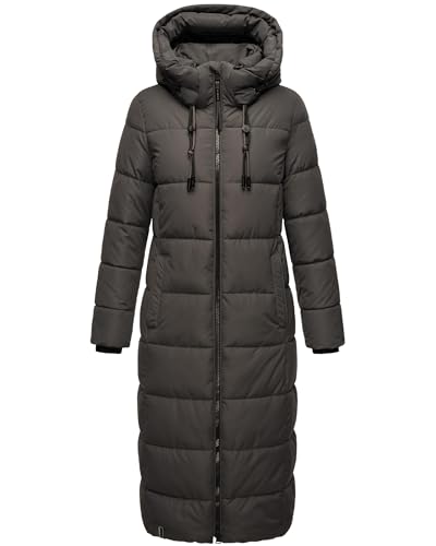 MARIKOO Damen Wintermantel warmer Steppmantel lang mit abnehmbarer Kapuze Nadeshikoo XVI Anthracite Gr. 4XL von MARIKOO