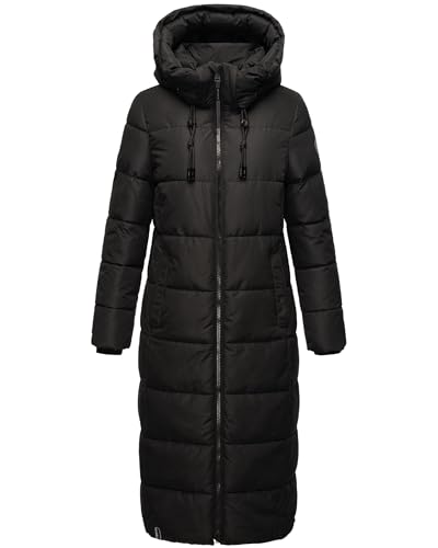 MARIKOO Damen Wintermantel warmer Steppmantel lang mit abnehmbarer Kapuze Nadeshikoo XVI Black Gr. XXL von MARIKOO