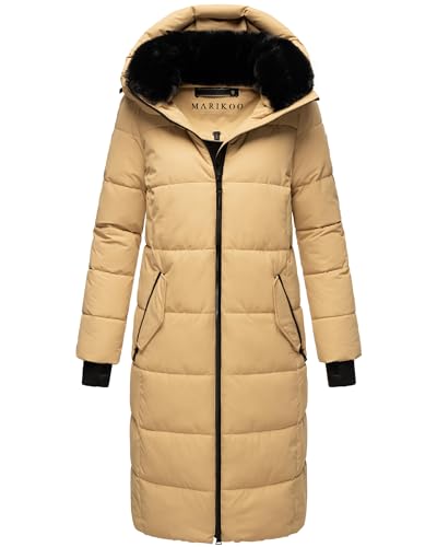 MARIKOO Damen Wintermantel Warmer Steppmantel lang mit abnehmbarem Kunstfellkragen Zuraraa XVI Sand Gr. M MARIKOO Damen Wintermantel Warmer Steppmantel lang mit abnehmbarem Kunstfellkragen Zuraraa XVI Sand Gr. M von MARIKOO