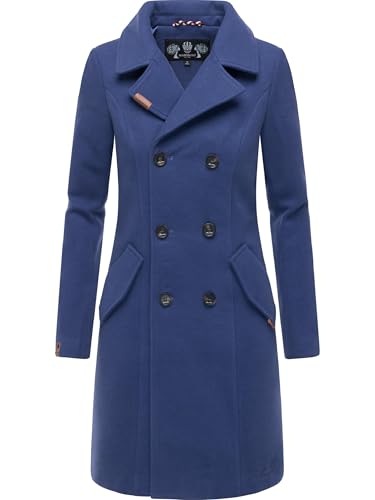 MARIKOO Damen Wollmantel Langer Trenchcoat mit Reversekragen Nanakoo Blue Violet Gr. M von MARIKOO