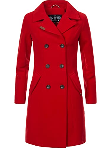 MARIKOO Damen Wollmantel Langer Trenchcoat mit Reversekragen Nanakoo Rot Gr. XXL von MARIKOO