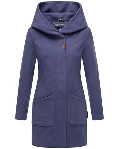 MARIKOO Damen Mantel in Wollmantel-Optik Warmer Trenchcoat mit Kapuze Maikoo Blue Violet Gr. XL von MARIKOO