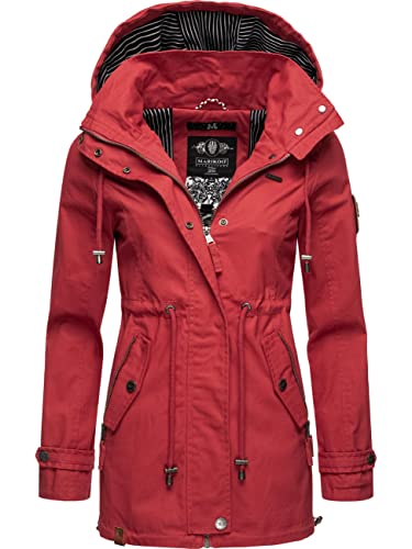 MARIKOO Damen leichte Übergangsjacke Baumwoll-Parka mit Kapuze Nyokoo Red Gr. M von MARIKOO