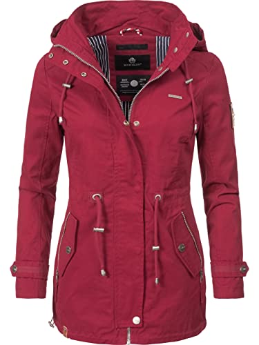 MARIKOO Damen leichte Übergangsjacke Baumwoll-Parka mit Kapuze Nyokoo Rot Gr. S von MARIKOO