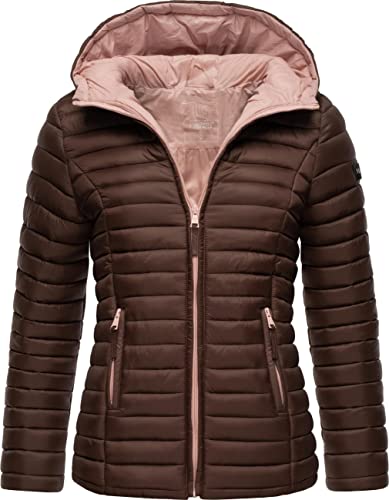 MARIKOO Damen leichte Übergangsjacke Steppjacke mit Kapuze Asraa Dark Choco Gr. 3XL von MARIKOO