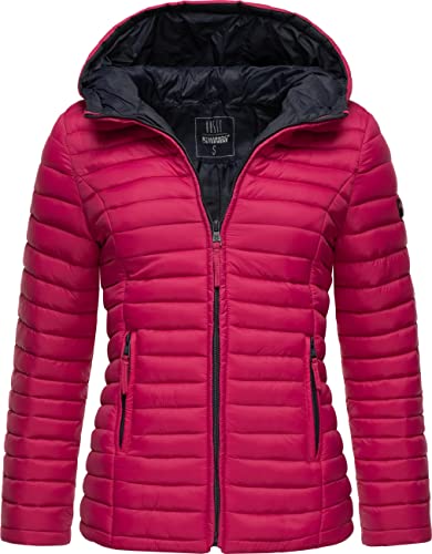 MARIKOO Damen leichte Übergangsjacke Steppjacke mit Kapuze Asraa Fuchsia Gr. L von MARIKOO