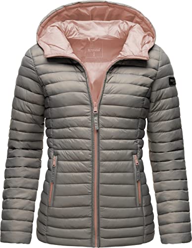 MARIKOO Damen leichte Übergangsjacke Steppjacke mit Kapuze Asraa Grey Gr. XS von MARIKOO