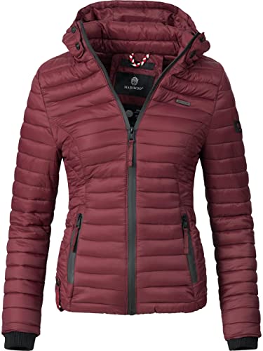 MARIKOO leichte Damen Übergangsjacke kurz mitteldick gefütterte Steppjacke mit Kapuze Samtpfote Bordeaux Gr. M von MARIKOO