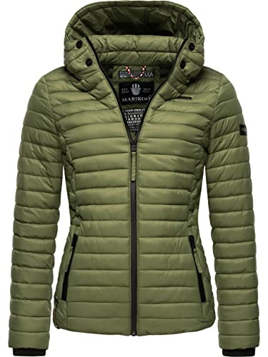 MARIKOO Damen leichte Übergangsjacke Steppjacke mit Kapuze Samtpfote Dusty Olive Gr. M von MARIKOO