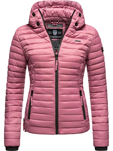 MARIKOO Damen leichte Übergangsjacke Steppjacke mit Kapuze Samtpfote Himbeere Gr. XL von MARIKOO