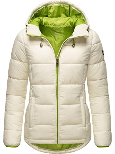 MARIKOO Damen leichte Winterjacke Steppjacke mit Kapuze Leandraa Off White Gr. 34 von MARIKOO