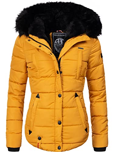 MARIKOO Damen warme Winter Steppjacke Lotusblüte Gelb Gr. L von MARIKOO