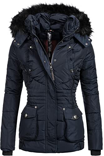 MARIKOO Damen warme Winter Steppjacke Vanilla Navy Gr. 3XL von MARIKOO