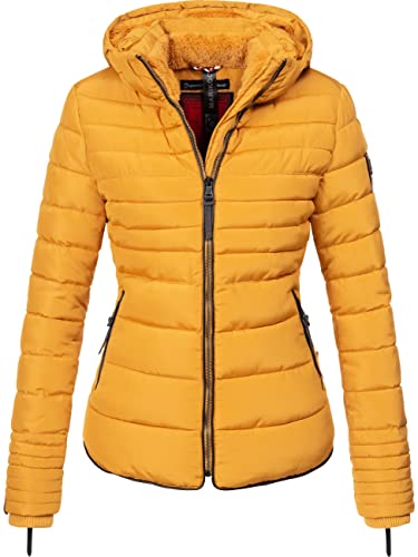 MARIKOO Damen warme Winter Steppjacke mit Kapuze Amber Gelb Gr. M von MARIKOO