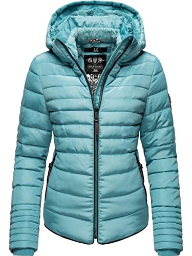 MARIKOO Damen warme Winter Steppjacke mit Kapuze Amber Misty Blue Gr. M von MARIKOO