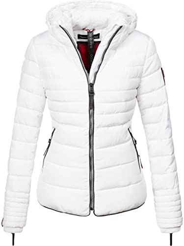 MARIKOO Damen warme Winter Steppjacke mit Kapuze Amber White Gr. XXL von MARIKOO