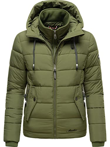 MARIKOO Damen warme Winter Steppjacke mit Kapuze Taisaa Prc Olive Gr. L von MARIKOO