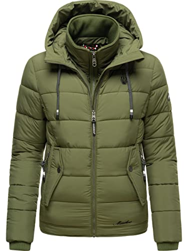 MARIKOO Damen warme Winter Steppjacke mit Kapuze Taisaa Prc Olive Gr. XXL von MARIKOO
