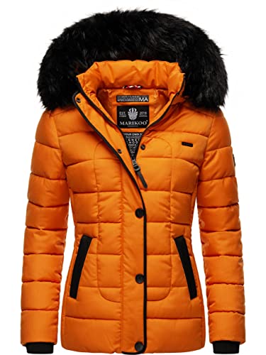 MARIKOO Damen warme Winter Steppjacke mit Kapuze Unique Burnt Orange Gr. S von MARIKOO