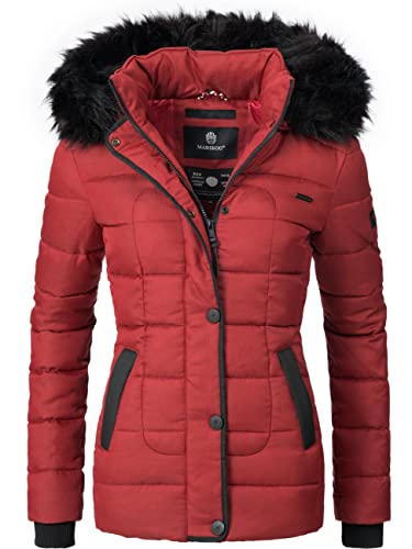 MARIKOO Damen warme Winter Steppjacke mit Kapuze Unique Rot Gr. XS von MARIKOO