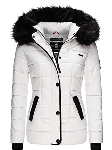 MARIKOO Damen warme Winter Steppjacke mit Kapuze Unique White Gr. M von MARIKOO