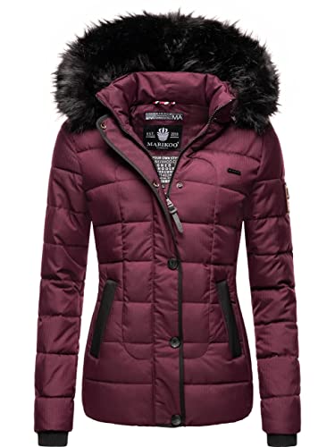 MARIKOO Damen warme Winter Steppjacke mit Kapuze Unique Wine Gr. XS MARIKOO Damen warme Winter Steppjacke mit Kapuze Unique Wine Gr. XS von MARIKOO