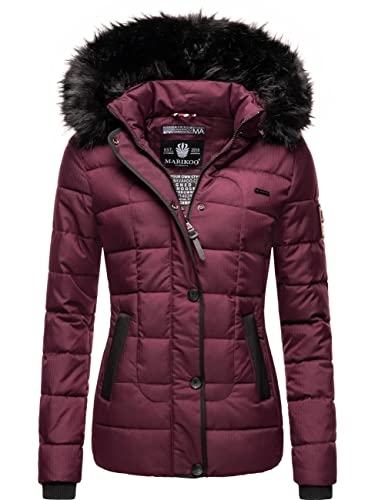 MARIKOO Damen warme Winter Steppjacke mit Kapuze Unique Wine Gr. XXL von MARIKOO