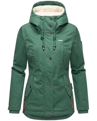MARIKOO Damen warme Winterjacke mit kuscheliger Kapuze Bikoo Dusty Green Gr. M von MARIKOO