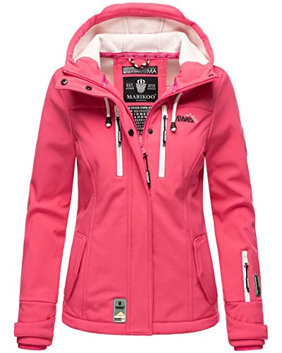 MARIKOO Damen Softshelljacke Übergangsjacke mit Kapuze Kleinezicke Pink Gr. L von MARIKOO