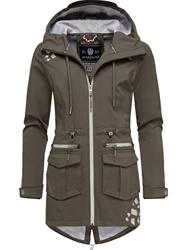 MARIKOO Damen wasserdichter Softshellmantel Softshelljacke Outdoorjacke Übergangsjacke Parka Kapuze Ulissaa Anthracite Gr. S von MARIKOO