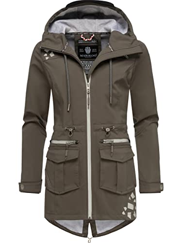MARIKOO Damen wasserdichter Softshellmantel Softshelljacke Outdoorjacke Übergangsjacke Parka Kapuze Ulissaa Anthracite Gr. XXL von MARIKOO