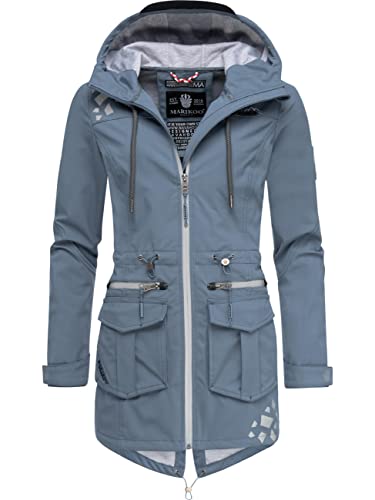 MARIKOO Damen wasserdichter Softshellmantel Softshelljacke Outdoorjacke Übergangsjacke Parka Kapuze Ulissaa Dusty Blue Gr. XS von MARIKOO