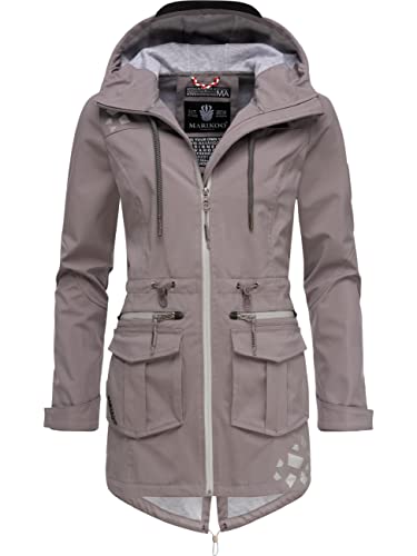 MARIKOO Damen wasserdichter Softshellmantel Softshelljacke Outdoorjacke Übergangsjacke Parka Kapuze Ulissaa Grey Gr. XS von MARIKOO