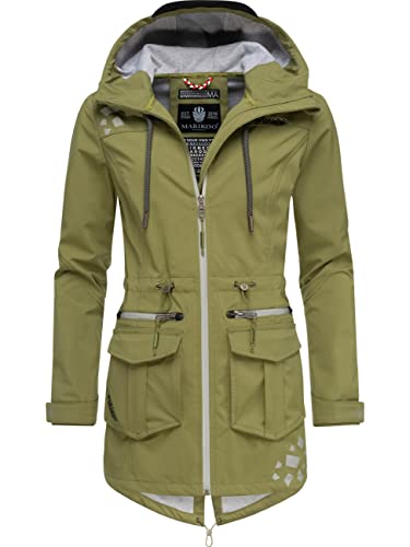 MARIKOO Damen wasserdichter Softshellmantel Softshelljacke Outdoorjacke Übergangsjacke Parka Kapuze Ulissaa Olive Gr. 3XL von MARIKOO