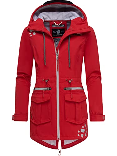 MARIKOO Damen wasserdichter Softshellmantel Softshelljacke Outdoorjacke Übergangsjacke Parka Kapuze Ulissaa Red Gr. S von MARIKOO