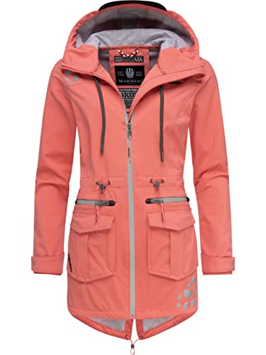 MARIKOO Damen wasserdichter Softshellmantel Softshelljacke Outdoorjacke Übergangsjacke Parka Kapuze Ulissaa Rose Coral Gr. S von MARIKOO