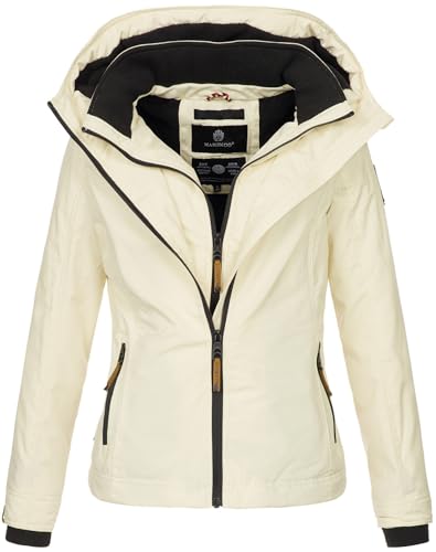 MARIKOO Designer Damen Übergangs Jacke leicht gefüttert Kapuze kurz B659 [B659-Erdbeer-Beige-Gr.S] von MARIKOO