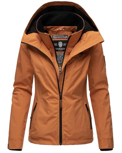 MARIKOO Designer Damen Übergangs Jacke leicht gefüttert Kapuze kurz B659 [B659-Erdbeer-Cinnamon-Gr.XXL] von MARIKOO